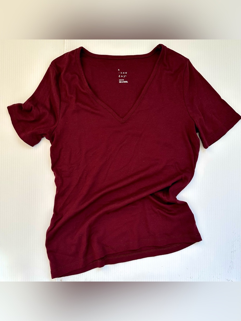 a new day Short Sleeve V-Neck Top - Burgundy